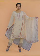White Lucknavi Georgette Suit