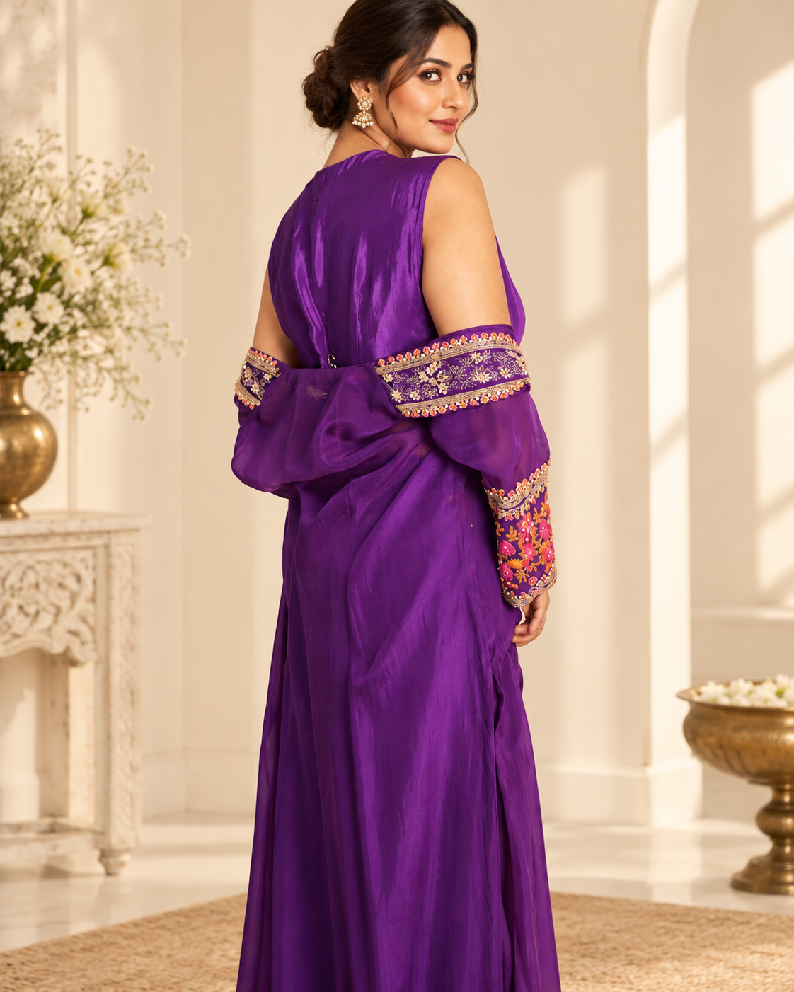 Meher-e-Noor - Satin Palazzo Co-ord with Shrug