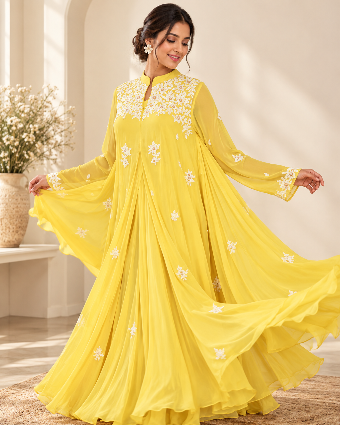 Meher-e-Noor - Embroidered Indo Western Anarkali Kurta Set