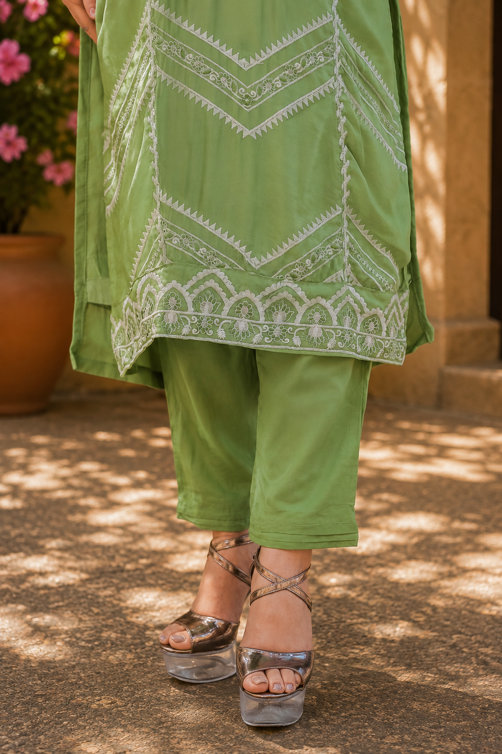 Zahra-E-Noor - Sage Green Embroidered Suit