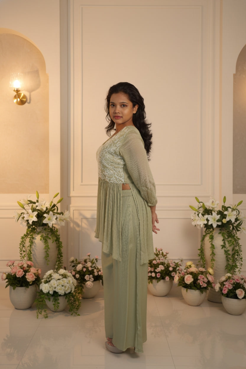 Pista Colour Embroidry Sharara Suit