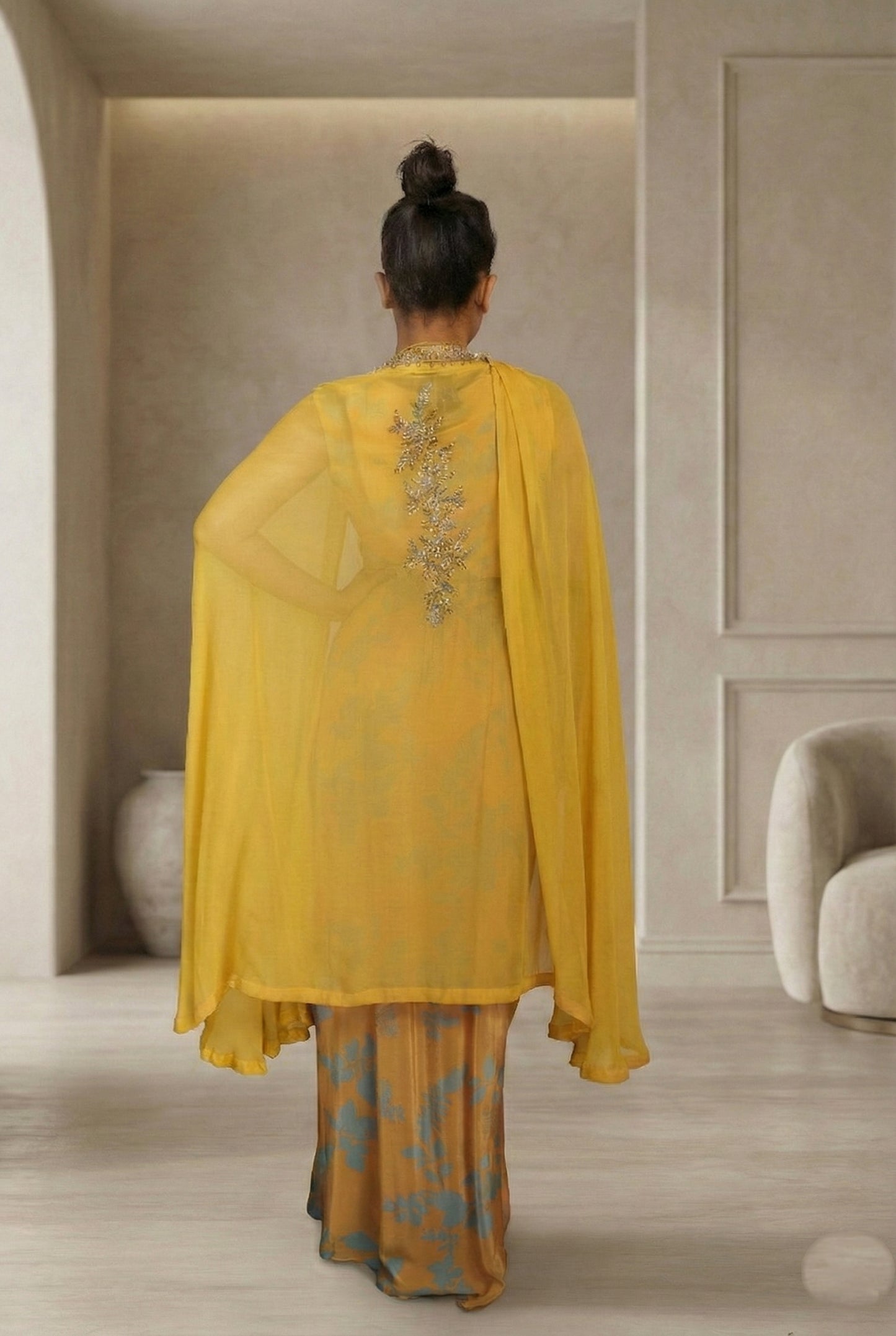 Meher-e-Noor - 3 piece Embellished Cape Set