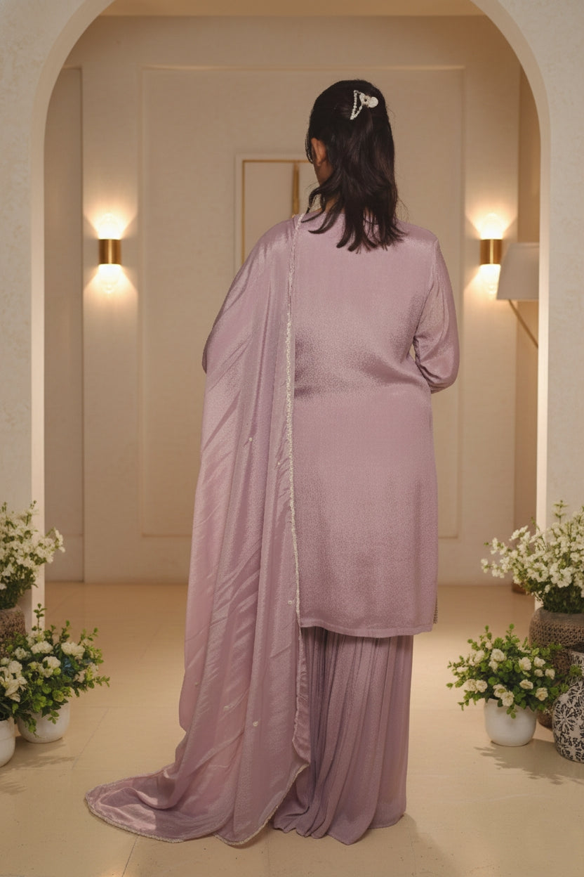 Noor-e-Mehfil - Lilac Luxe Sequin Kurta Sharara Set
