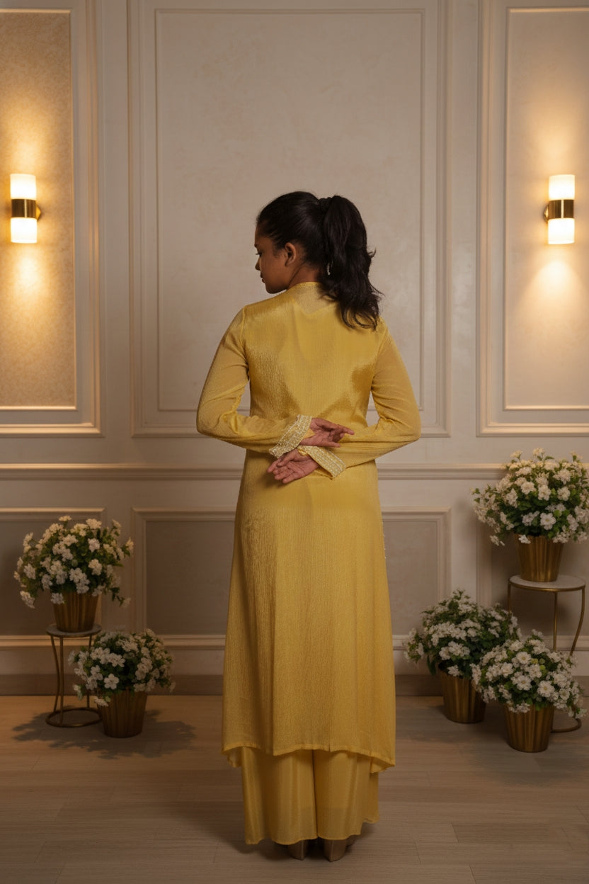 Noor-e-Mehfil - 3 Piece Crop Top with Shrug Sharara Suit