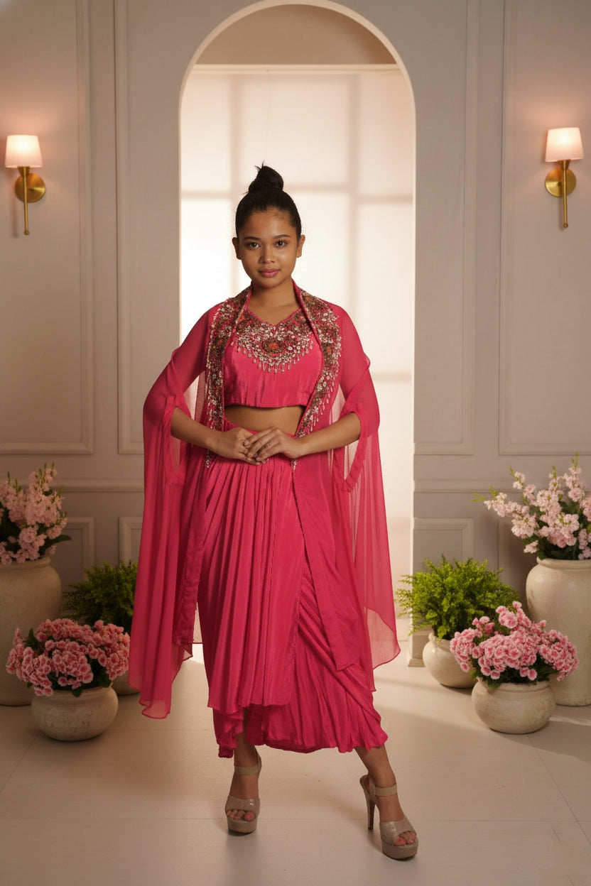 Meher-e-Noor - Embroidered Draped Co-Ord Set