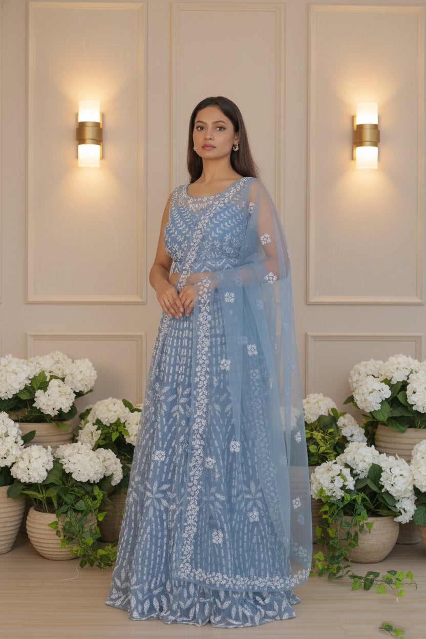 Raqs-e-Noor - Full Embroidered Work Lehenga
