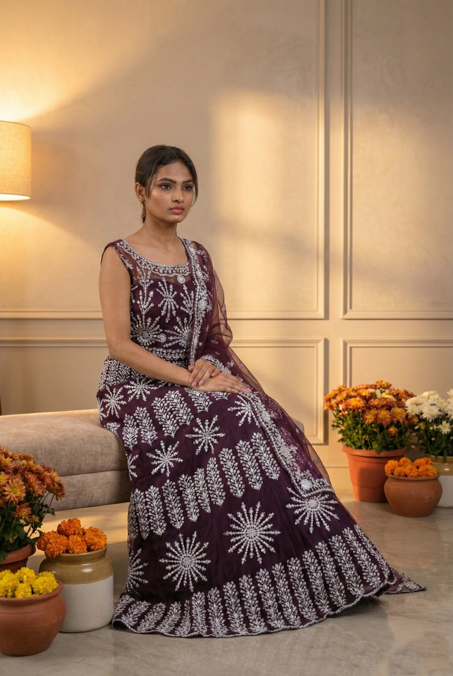 Raqs-e-Noor - Full Pearl Embroidered Lehenga with Dupatta