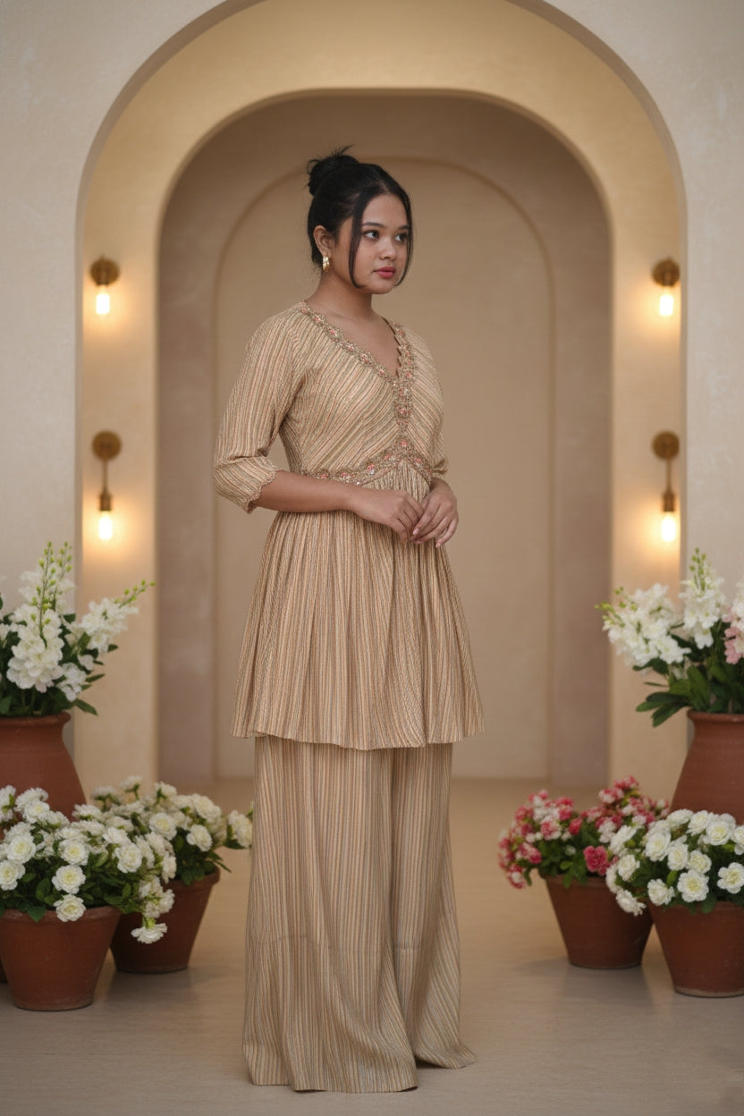 Meher-e-Noor - Indo-Western Peplum Co-Ord Set