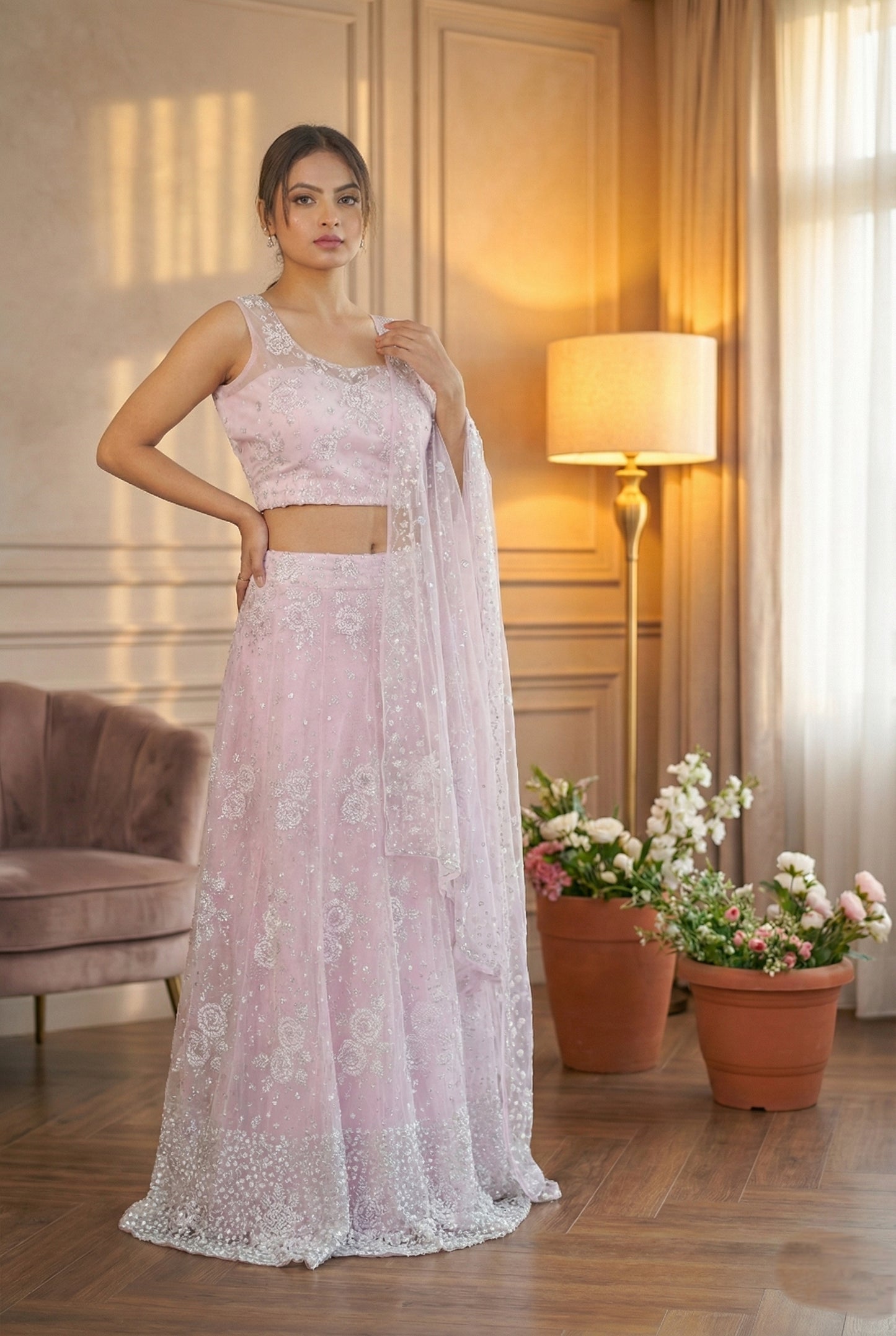 Raqs-e-Noor - Full Pearled Embroidered Lehenga