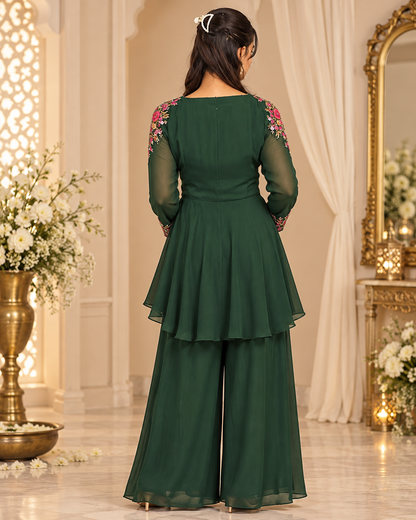 Noor-e-Mehfil - Embroidered Peplum Sharara Set