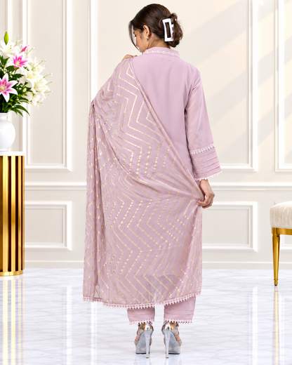 Zahra-E-Noor - Flower Embroided Collar Neck Siot
