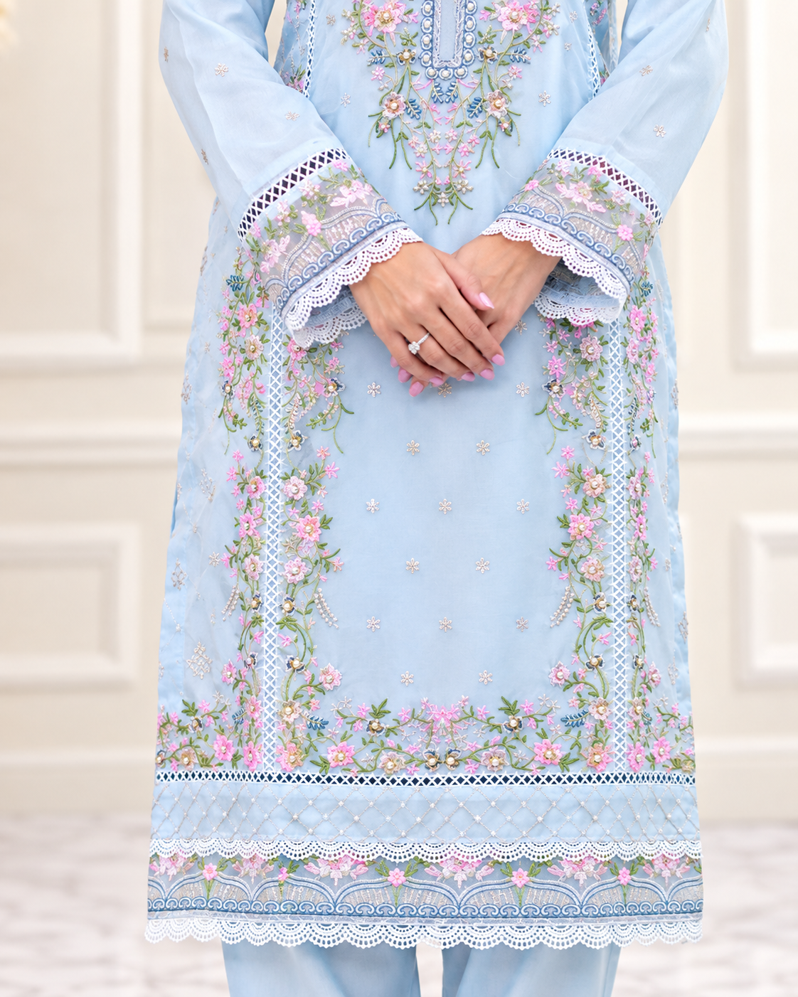 Zahra-E-Noor - Ornate Swirl Embroidered Pakistani Suit