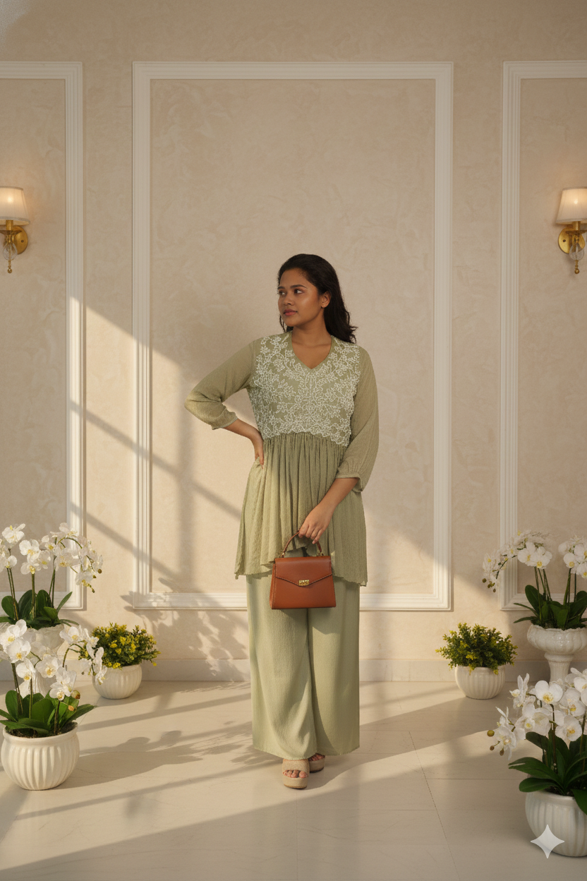 Pista Colour Embroidry Sharara Suit