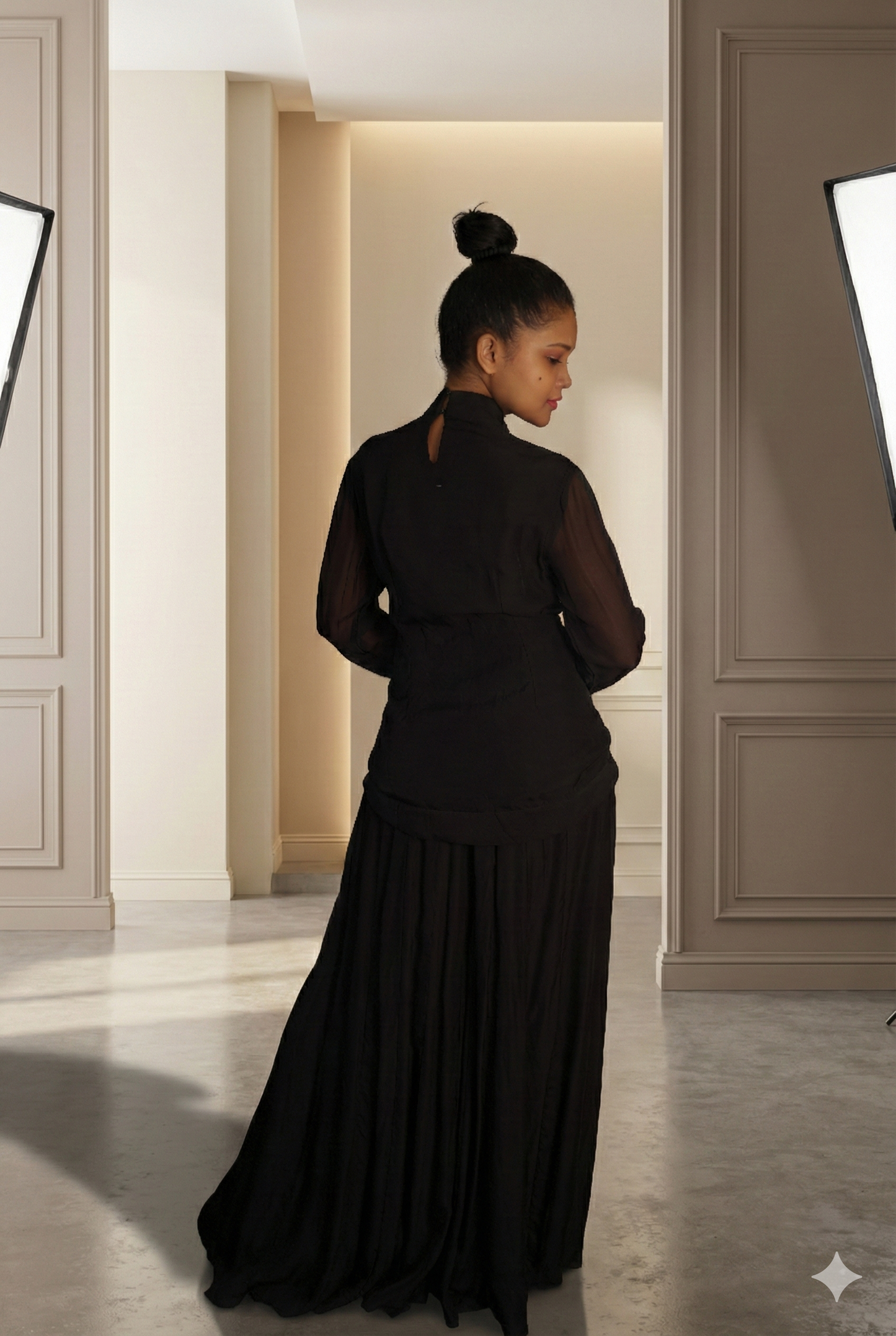 Black Embroidry Sharara Suit