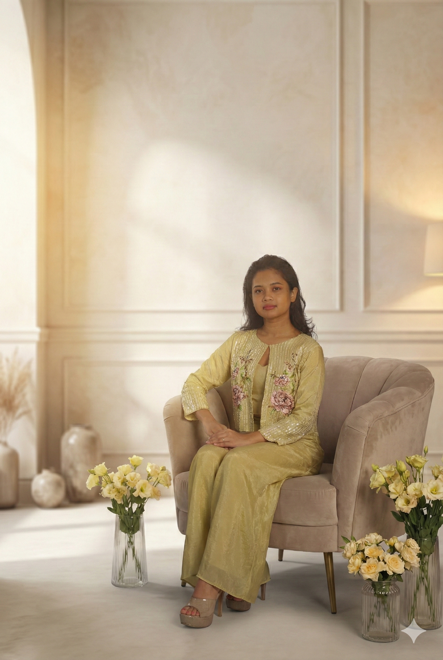 Light Green Embrodiery Sharara Suit