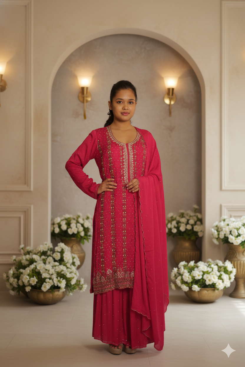 Red Sharara Suit