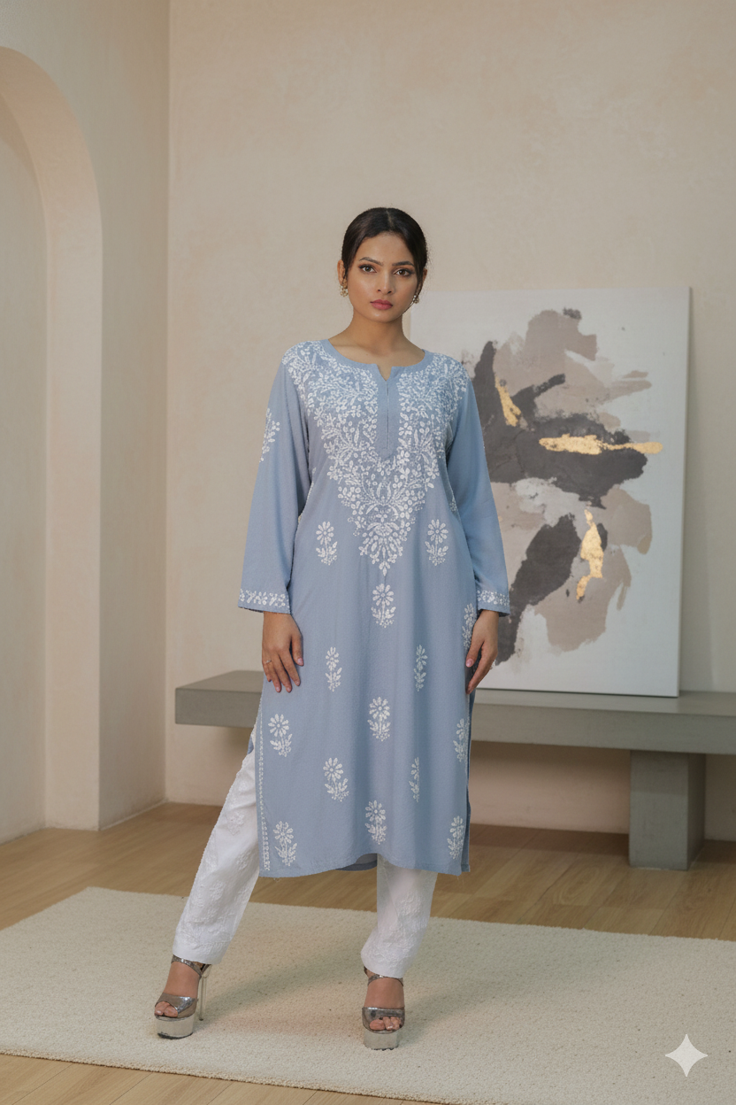 Grey Chikankari Suit
