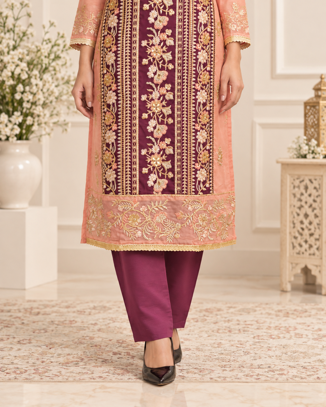 Noor-e-Mehfil - Embroidered Kurta Pant Set