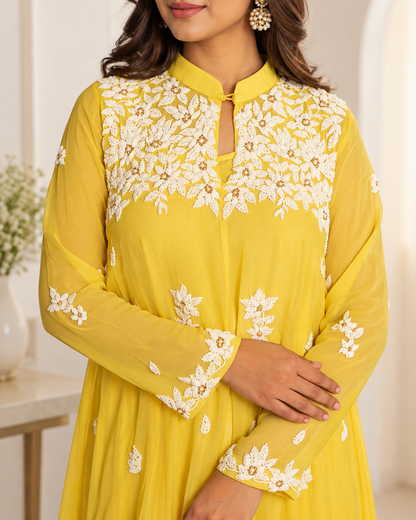 Meher-e-Noor - Embroidered Indo Western Anarkali Kurta Set