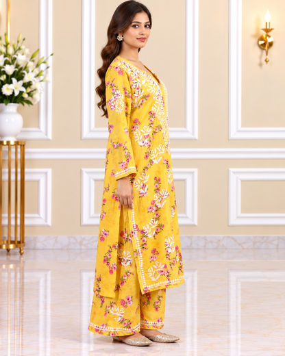 Noor-e-Lucknow - Printed All Over Chikankari Suit Set