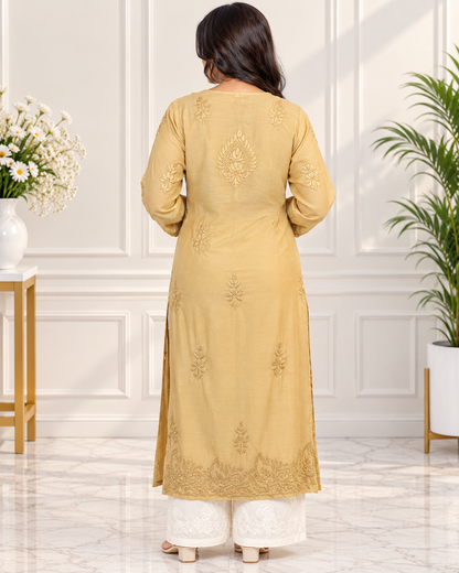 Noor-e-Lucknow - Chikankari Floral Threadwork Kurta