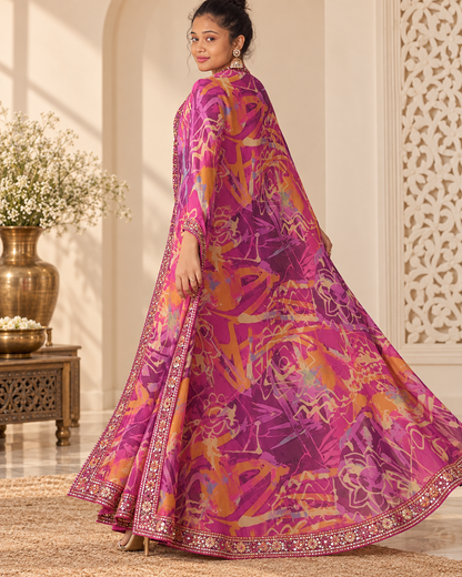 Meher-e-Noor - Co-Ord Set with Printed Shrug