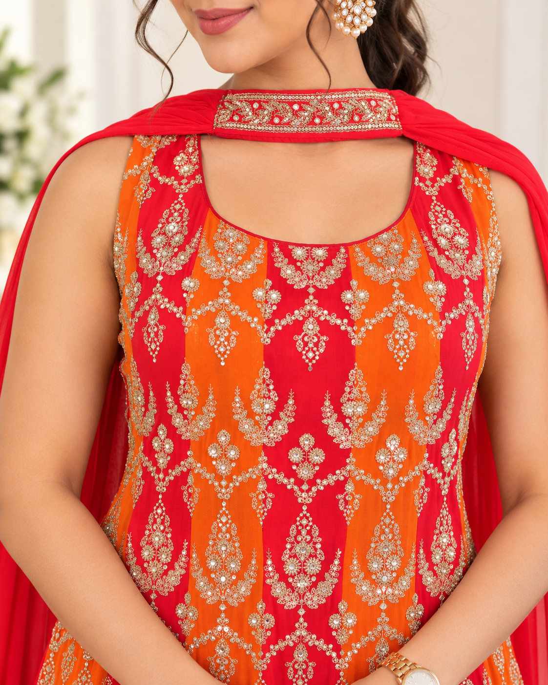 Noor-e-Mehfil - Sunset Peplum Cape Sharara Set