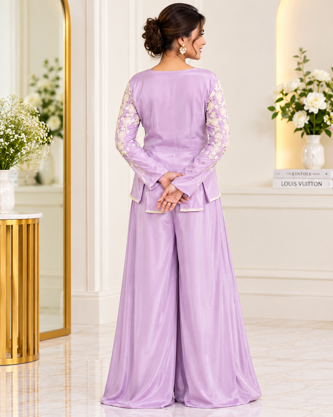 Meher-e-Noor - Embroidered Indo-Western Plazzo Set