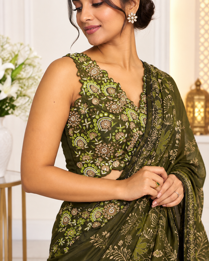 Meher-e-Noor - Printed Indo-Western Style Saree