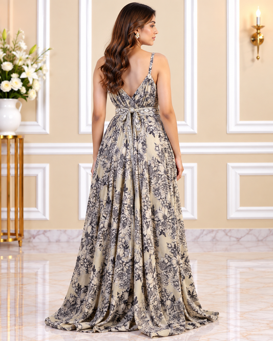 Meher-e-Noor - Floral Print Sleevess Dress