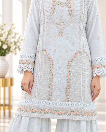 Noor-e-Mehfil - White Kurta Sharara Set with Dupatta