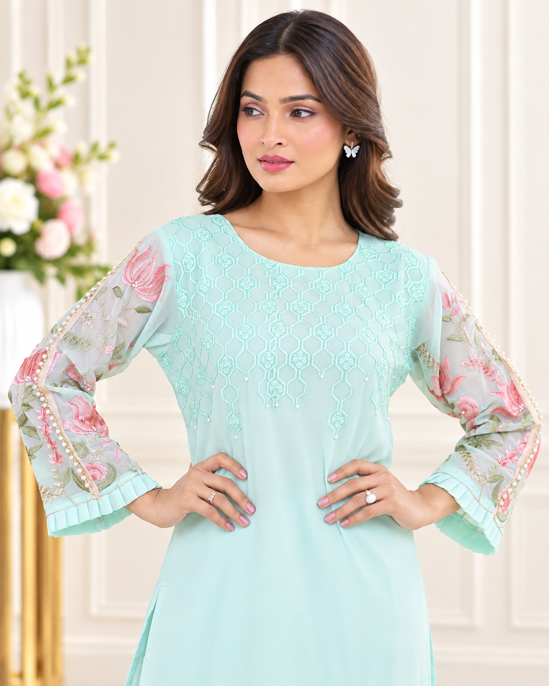 Zahra-E-Noor - Pakistani Kurta Set with Organza Dupatta