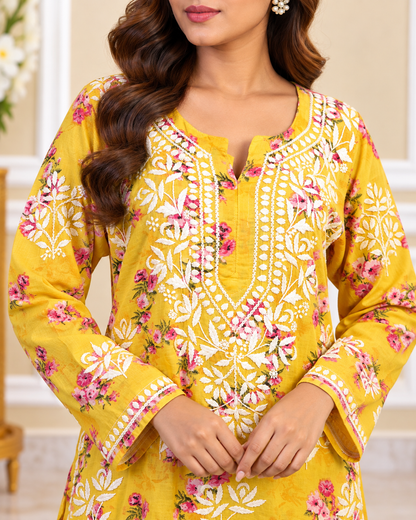 Noor-e-Lucknow - Printed All Over Chikankari Suit Set