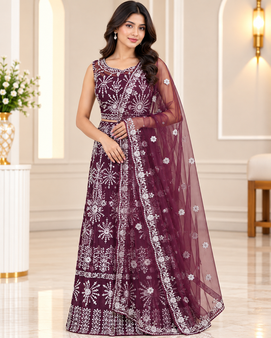 Raqs-e-Noor - Full Pearl Embroidered Lehenga with Dupatta