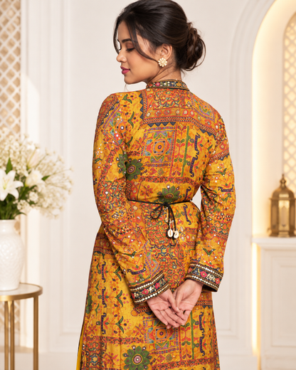 Meher-e-Noor - Dress with Printed Long Jacket
