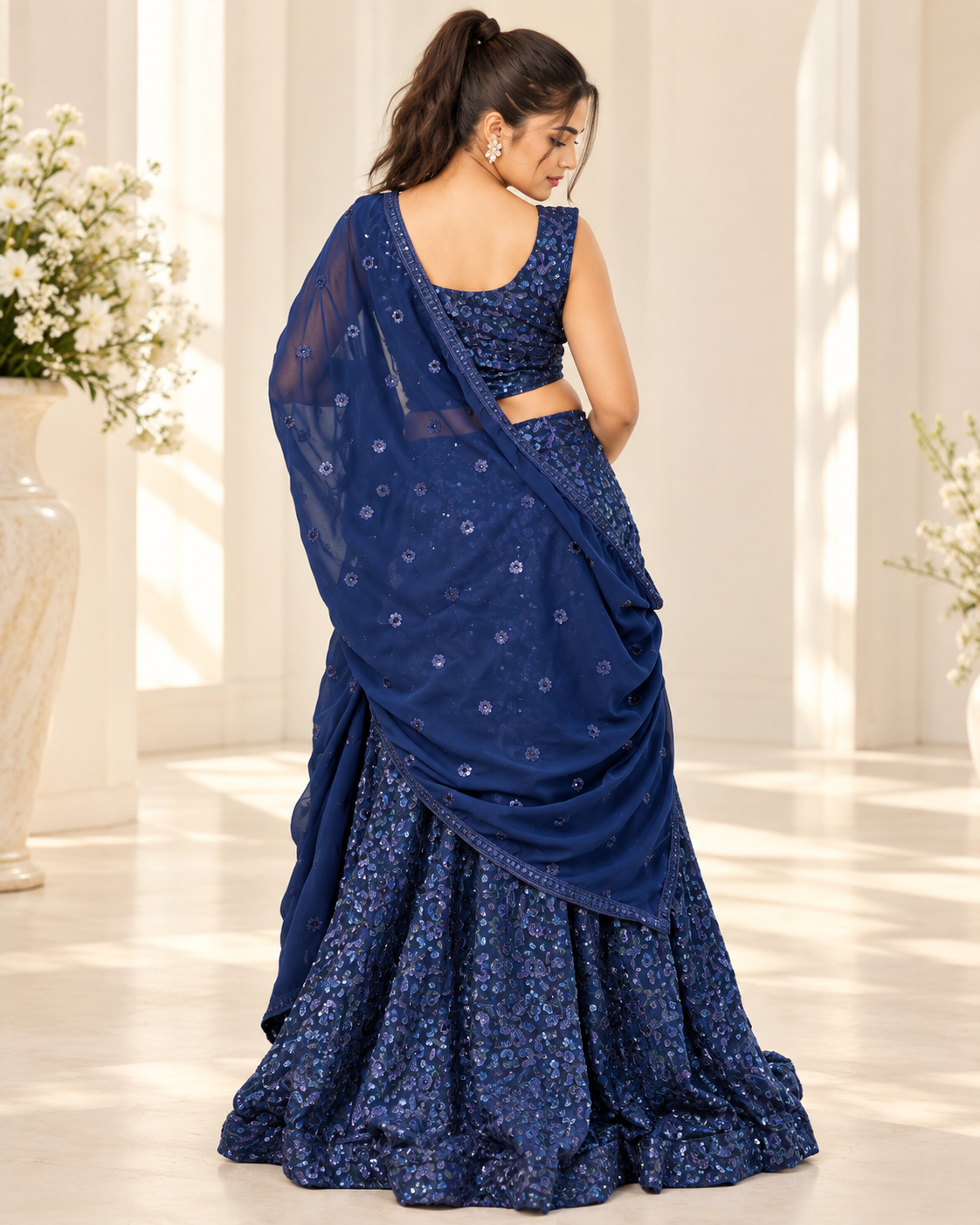 Raqs-e-Noor - Sequined Lehenga with Embroidered Dupatta
