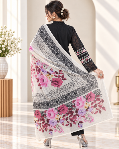 Zahra-E-Noor - Black Floral Embroidered Suit