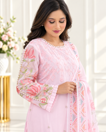 Zahra-E-Noor - Pakistani Kurta Set with Organza Dupatta