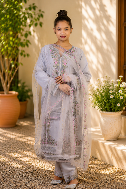 Zahra-E-Noor - Ornate Swirl Embroidered Pakistani Suit