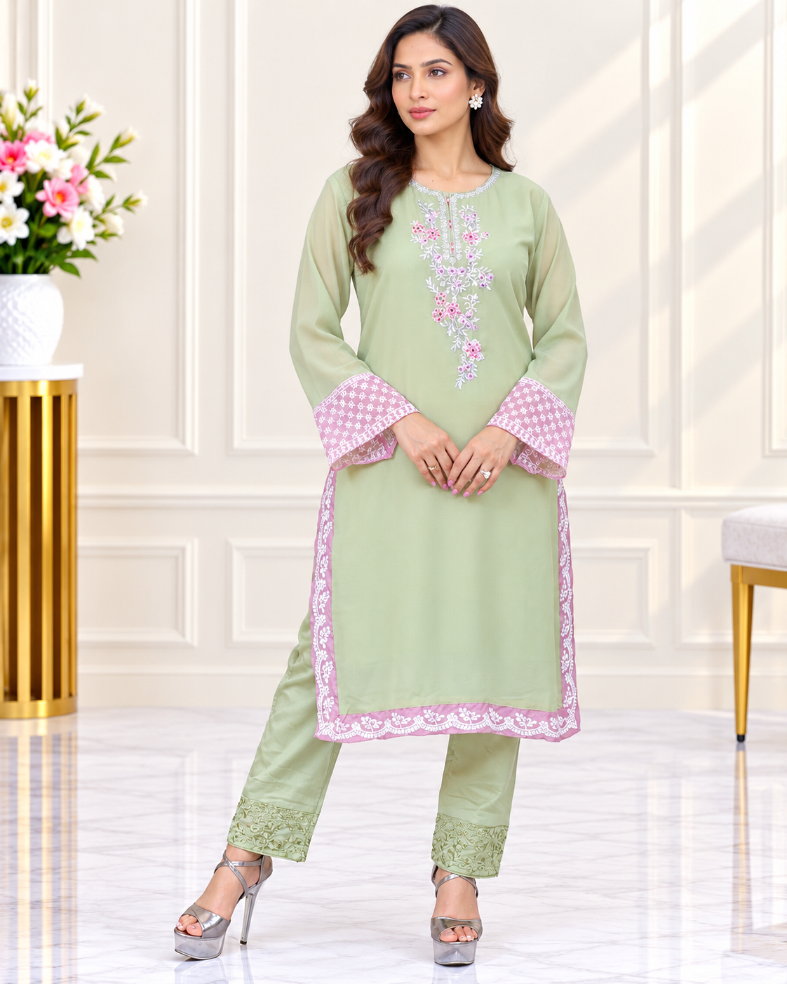 Zahra-E-Noor : Pakistani Suit Set with Organza Dupatta