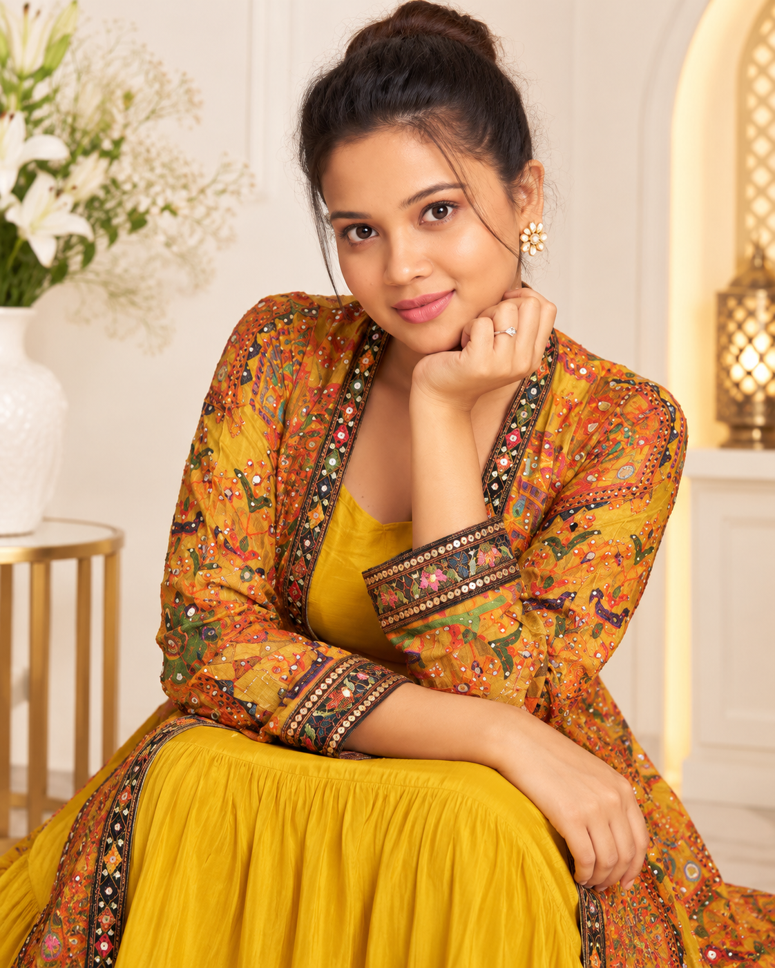 Meher-e-Noor - Dress with Printed Long Jacket