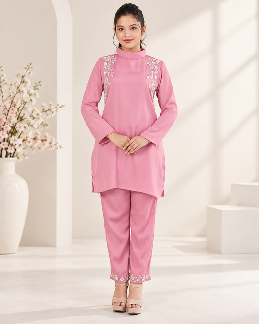 Meher-e-Noor - Blush Pink Embroidered Co-Ord Set