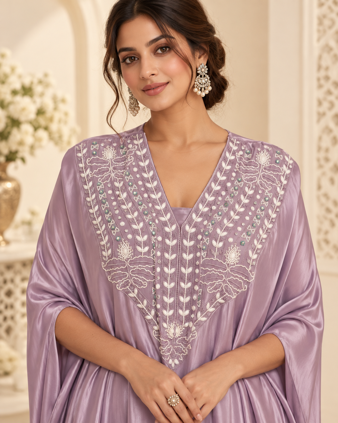Meher-e-Noor - Kaftan Co-Ord Set with Draped Pants