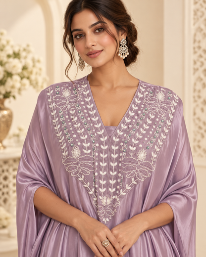 Meher-e-Noor - Kaftan Co-Ord Set with Draped Pants