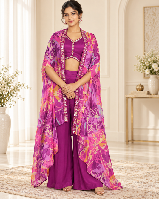 Meher-e-Noor - Co-Ord Set with Printed Shrug
