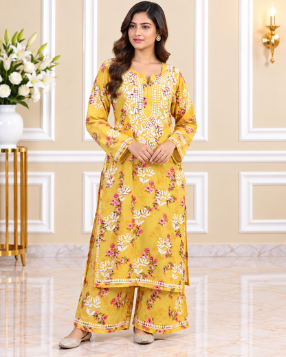 Noor-e-Lucknow - Printed All Over Chikankari Suit Set