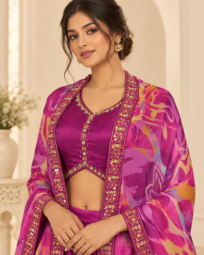 Meher-e-Noor - Co-Ord Set with Printed Shrug