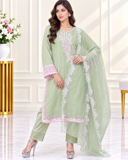 Zahra-E-Noor : Pakistani Suit Set with Organza Dupatta