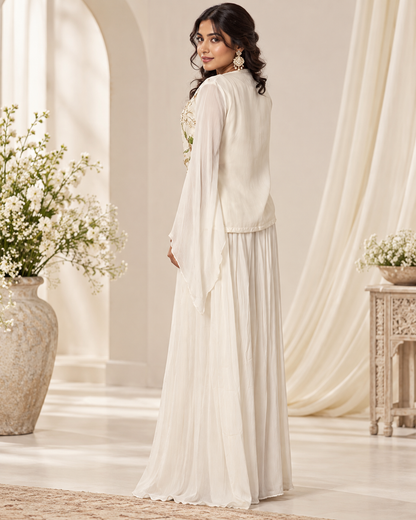 Meher-e-Noor - Bloom Embroidered Jacket & Skirts