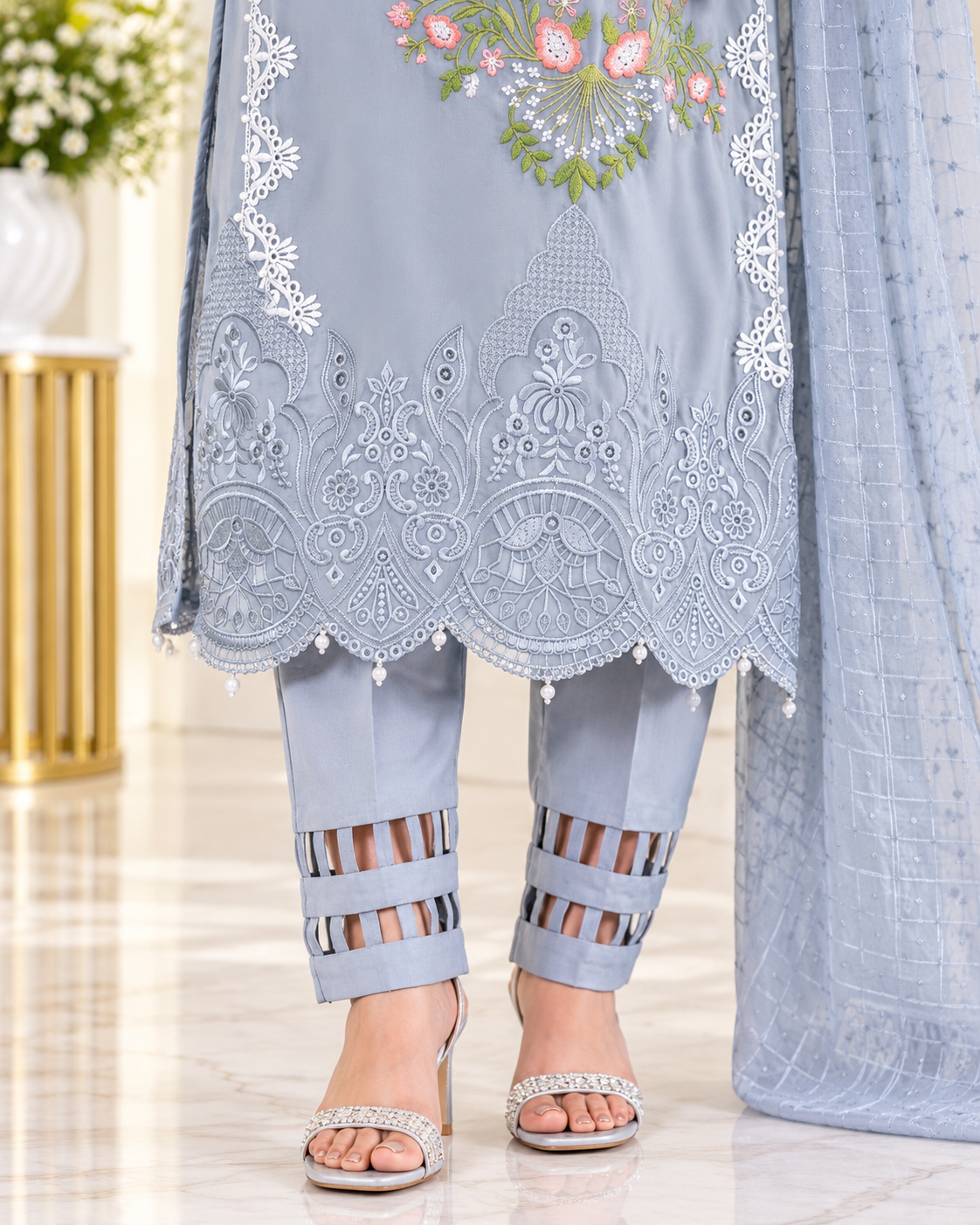 Zahra - e -Noor : Embroidered with Detailing Lace Pakistani Suit